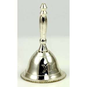 Silver Plated Altar Bell with Triple Moon Design Wicca Wiccan Pagan 