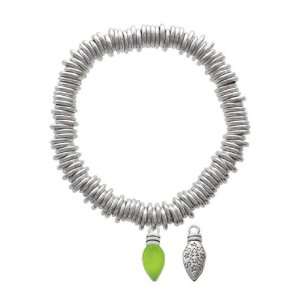   Translucent Lime Green Resin Silver Plated Charm Links Bra Jewelry