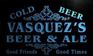 qs1206 b Vasquezs Beer & Ale Vintage Design Bar Decor Neon Light Sign 
