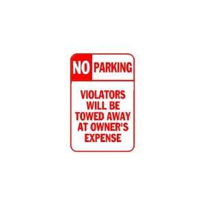   Banner   No Parking Violators Will Be Towed Red White 