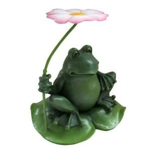  Dhi/accents 406157 11 1/4 Inch Frog Holding Flower Patio 
