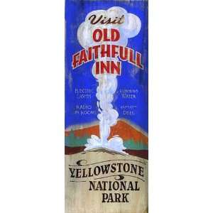  Retro Vintage Sign   Old Faithful Inn LARGE, Yellowstone 