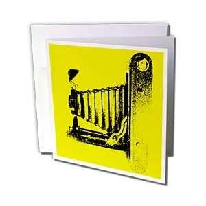   Vintage classical camera on yellow background   Greeting Cards 12