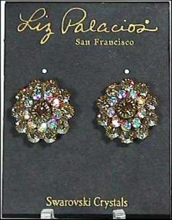Liz Palacios Sparkling Swarovski Crystal Pierced Stud Earrings   NWT 