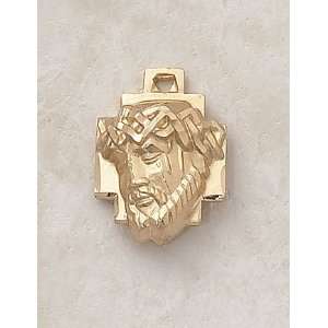  Gold Plated Head of Christ Medal Catholic Jesus Crown of 