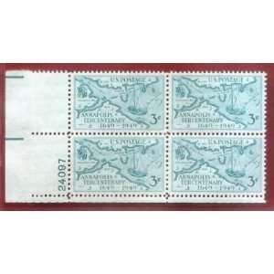 Stamps US Annapolis Tercentenary Stodderts map 1718 Sc984 MNH Block of 