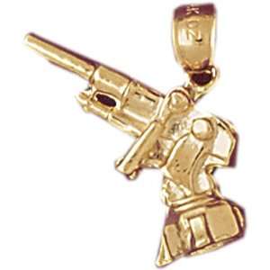  14kt Yellow Gold 3 D Anti Aircraft Gun Pendant Jewelry