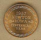 1957 NEWTON, Iowa IA Centennial Medal, Bronze Coin,NICE