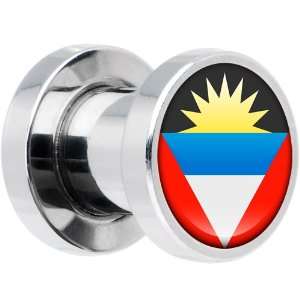   Gauge Stainless Steel Antigua And Barbuda Flag Saddle Plug Jewelry