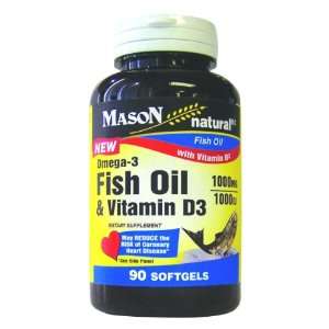 Mason Vitamins Fish Oil Omega 3 1000 Mg and Vitamin D 3, 1000 IU 90 