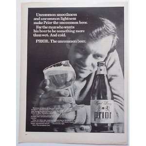  1967 Prior The Uncommon Beer Bottle Glass Man Print Ad 