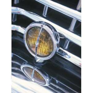  Close up of Yellow Light on Grill of Antique Car Stretched 