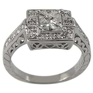 Antique Diamond Engagement Ring GIA CERTIFIED F VS2 .75ct Princess Cut 