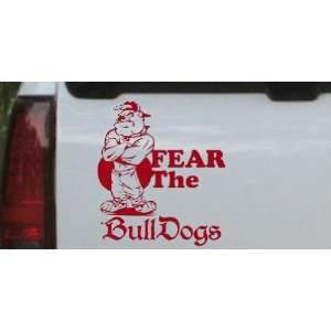 Fear The Bulldogs Sports Car Window Wall Laptop Decal Sticker    Red 