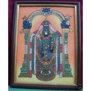  Lord Venkateshwara, Art Craft Painting made with Gem Stone 