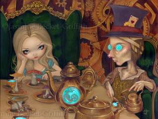 Alice in Wonderland Mad Hatter Steampunk art BIG PRINT  