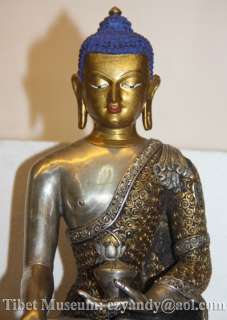   Sacred Antique Tibet Copper Buddha Statue Sakyamuni Buddha@  