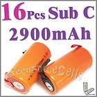 16 x SubC Sub C 1.2V 2900mAh NiMH Rechargeable Battery with Tab Orange
