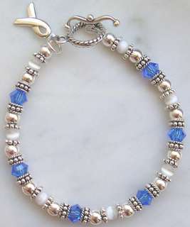   Silver & swarovski crystal Lou Gehrigs Disease Awareness bracelet