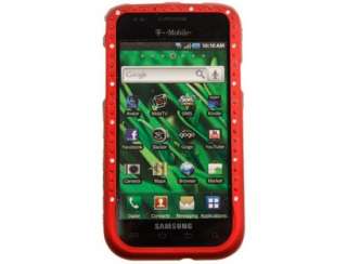   Plastic Phone Cover with Diamonds Red For Samsung Vibrant  