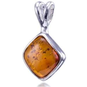   Sterling Silver Cognac Amber Pendant   Amber Amulet Pendant Jewelry