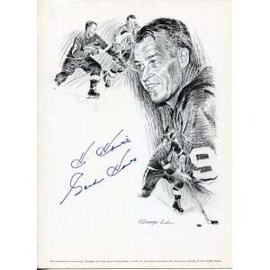  Gordie Howe Auotographed / Signed Black & White Drawing 
