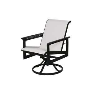 Suncoast South Beach Sling Cast Aluminum Arm Swivel Patio Dining Chair 