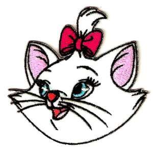 MARIE head pink bow kitten cat in ARISTOCATS Embroidered Iron On / Sew 