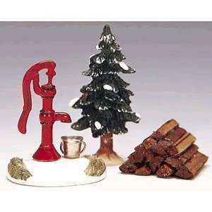   Village Collection Water Pump, Tree & Fire Wood #34953