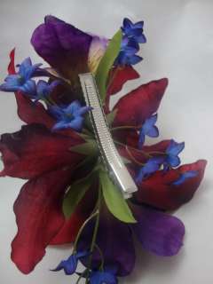 three beautiful burgundy lilies hints of purple alstroemeria tiny blue 