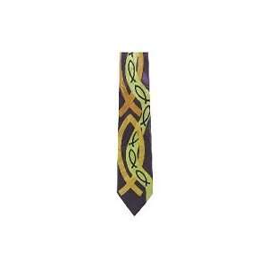  139 Poly Flowing Fish Grape/lime Tie