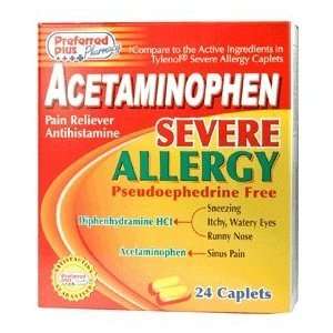 Preferred Plus Pharmacy Acetaminophen Severe Allergy Caplets   24 Ea