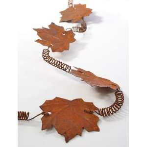  Rusted Fall Primitive Maple Leaf Garland on Coiled Wire 