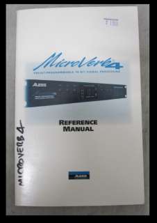 Used Alesis Microverb 4 Manual. SOLD AS IS NO REFUNDS OR EXCHANGES 
