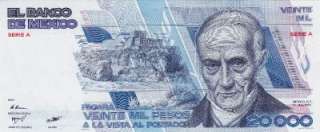 Mexico $20,000 Pesos Quintana Roo Jul 19, 1985 UNC Serie AA003991 LOW 