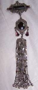 1928,WHITING & DAVISFAB HEMATITE brooch earring neckl  