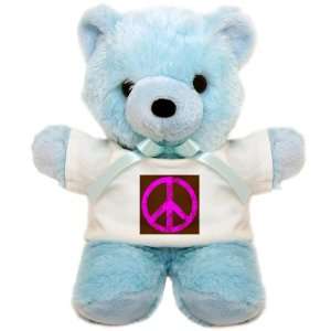  Teddy Bear Blue Peace Symbol Grunge PinkR 