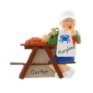  Personalized Eating Crab Male Christmas Ornament