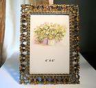solid pewter gold tone picture frame jeweled topaz ambe $