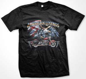 American Legends Eagle Flag Motorcycle Biker T shirt  