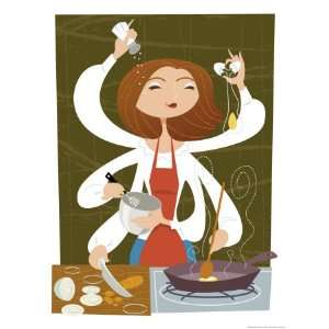  Six Armed Chef Giclee Poster Print, 42x56