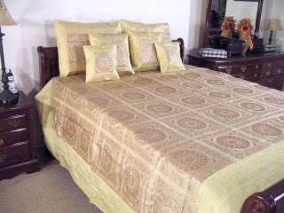7p Mandala Gold Ethnic Brocade Indian Bedding Set Duvet  