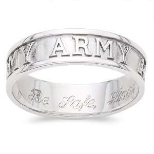  Sterling Silver Engraved Army Band, Size 8 Jewelry