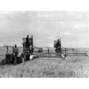 Tractor Used to Pull Two Combines on a Big Wheat Farm Near Spearman 