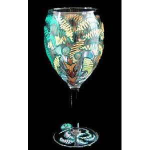  Party Palms Design   Hand Painted   Grande Wine  16 oz 