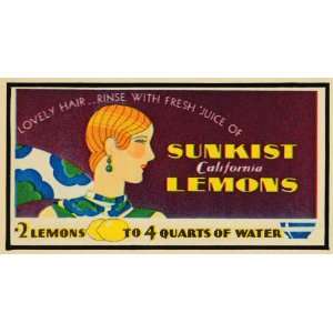 1930 Ad Sunkist California Lemons Lemonade Hair Care   Original Print 