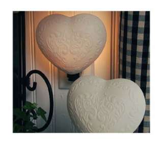 Set of 2 Ceramic Heart Embossed Nightlights by Valerie  