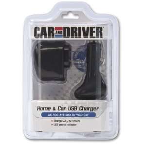 Car and Driver Universal USB Travel   AC and Car   DC Charger with USB 