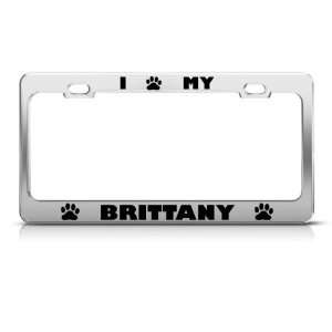  Brittany Dog Dogs Chrome Animal Metal license plate frame 