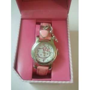   Hello Kitty Charm Leather Band Wrist Watch   Pink 